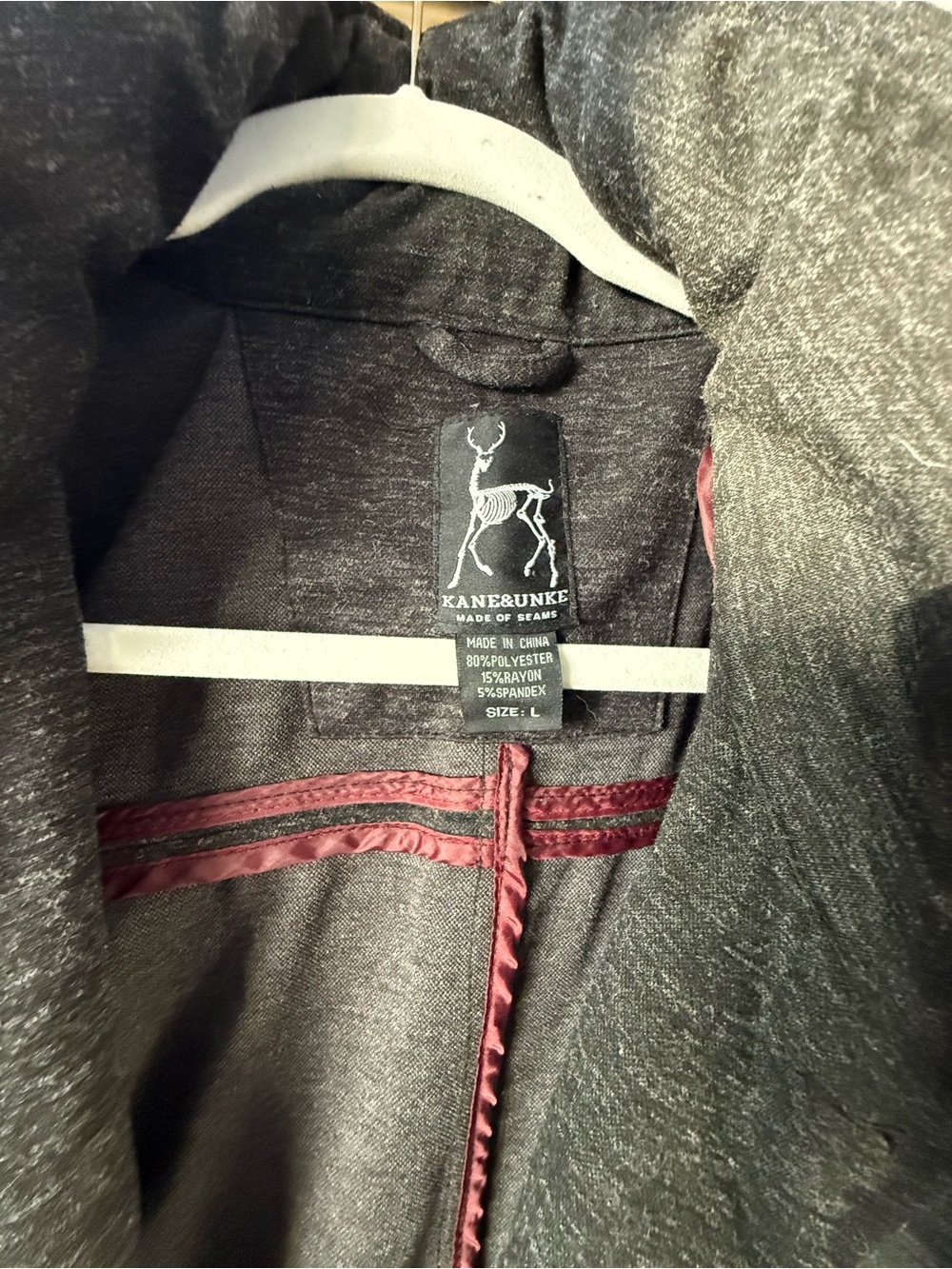 Kane and Unke Men’s Dark Gray Hooded Coat Jacket - Picture 2 of 5